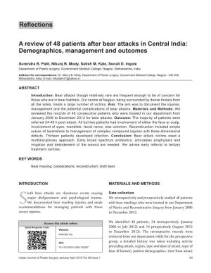Reflections a Review of 48 Patients After Bear Attacks In