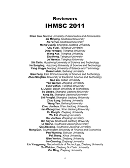 Reviewers IHMSC 2011