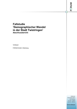 Fallstudie 'Demographischer Wandel in Der Stadt Twistringen'