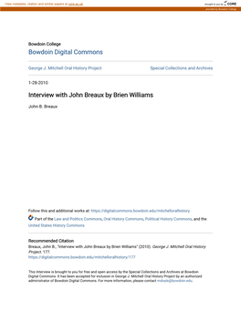 Interview with John Breaux by Brien Williams