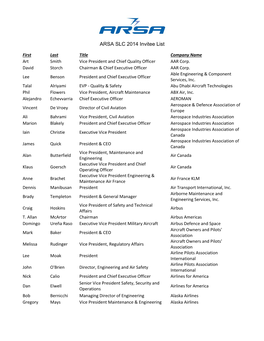 ARSA SLC 2014 Invitee List