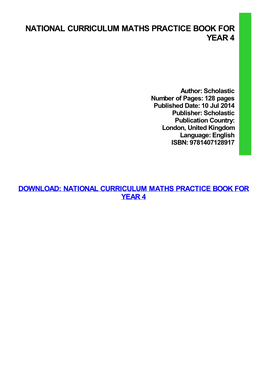 {PDF} National Curriculum Maths Practice Book for Year 4 Ebook, Epub