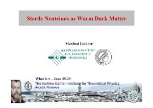 Sterile Neutrinos As Warm Dark Matter