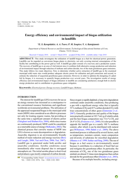 Energy Efficiency and Environmental Impact of Biogas Utilization in Landfills