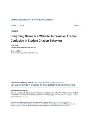 Everything Online Is a Website: Information Format Confusion in Student Citation Behaviors