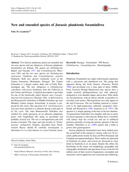 New and Emended Species of Jurassic Planktonic Foraminifera