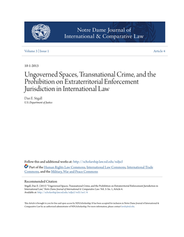 Ungoverned Spaces, Transnational Crime, and the Prohibition on Extraterritorial Enforcement Jurisdiction in International Law Dan E