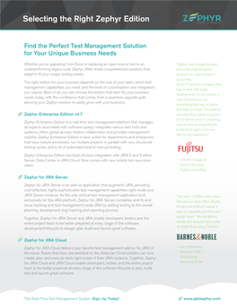 Selecting the Right Zephyr Edition Real-Time Test Management