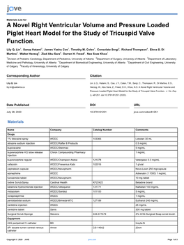 A Novel Right Ventricular Volume and Pressure Loaded Piglet Heart Model for the Study of Tricuspid Valve Function