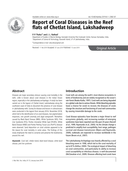 Report of Coral Diseases in the Reef Flats of Chetlat Island, Lakshadweep