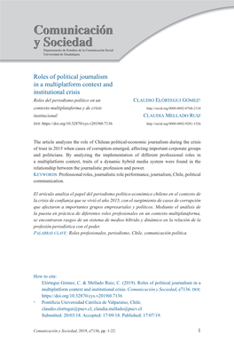 Roles of Political Journalism in a Multiplatform Context And