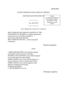 [PUBLISH] in the UNITED STATES COURT of APPEALS for the ELEVENTH CIRCUIT No. 08-13332 BETA UPSILON CHI UPSILON CHAPTER at the U
