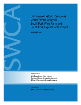 Cumulative Historic Resources Visual Effects Analysis – South Fork Wind Farm and South Fork Export Cable Project