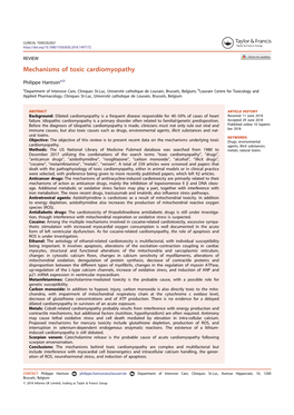 Mechanisms of Toxic Cardiomyopathy