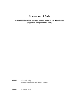 Biomass and Biofuels