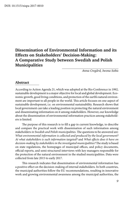 Dissemination of Environmental Information and Its Effects