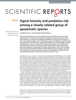 Signal Honesty and Predation Risk Among a Closely Related Group Of