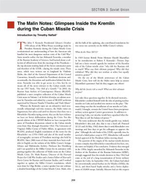 Glimpses Inside the Kremlin During the Cuban Missile Crisis Introduction by Timothy Naftali1