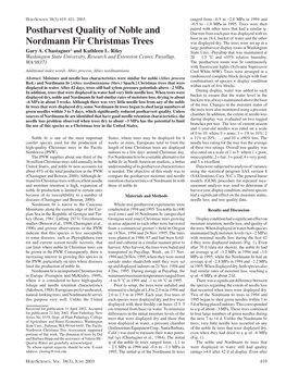 Postharvest Quality of Noble and Nordmann Fir Christmas Trees