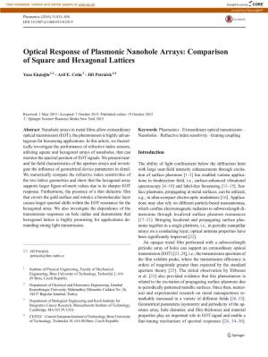 Optical Response of Plasmonic Nanohole Arrays: Comparison of Square and Hexagonal Lattices