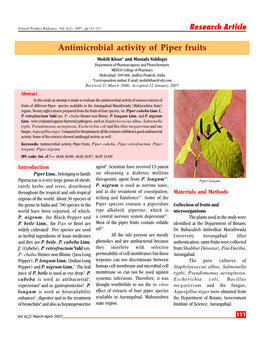 Antimicrobial Activity of Piper Fruits