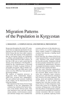 Migration Patterns of the Population in Kyrgyzstan