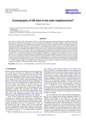 Cosmography of OB Stars in the Solar Neighbourhood⋆