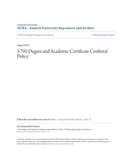 5.705 Degree and Academic Certificate Conferral Policy
