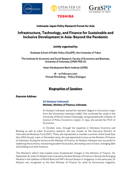 Policy Dialogue on Infrastructure, Technology, and Finance For
