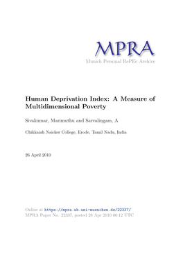 Human Deprivation Index: a Measure of Multidimensional Poverty