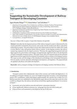 Supporting the Sustainable Development of Railway Transport in Developing Countries