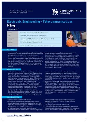 Electronic Engineering - Telecommunications Meng
