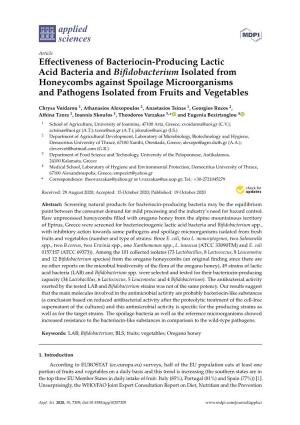 Effectiveness of Bacteriocin-Producing Lactic Acid Bacteria and Bifidobacterium Isolated from Honeycombs Against Spoilage Microo