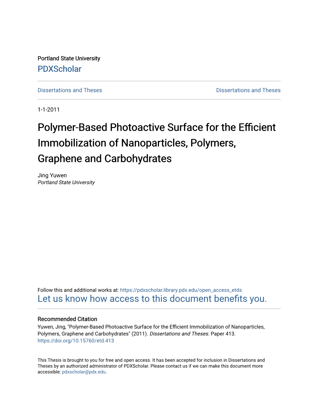 Polymer-Based Photoactive Surface for the Efficient Immobilization of Nanoparticles, Polymers, Graphene and Carbohydrates