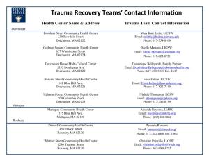 See Trauma Recovery Teams' Contact Information
