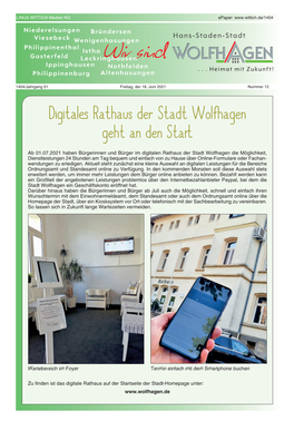 Digitales Rathaus Der Stadt Wolfhagen Geht an Den Start