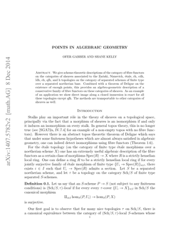 POINTS in ALGEBRAIC GEOMETRY 2 Structural Morphism Is Aﬃne, and the Category of ﬁbre Functors on Shvτ (Sch/S) (Theorem 2.3)