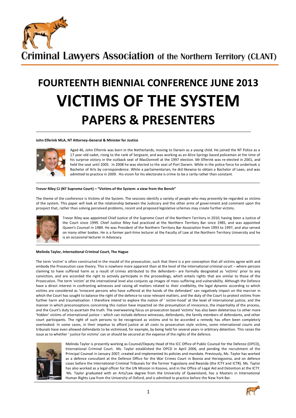Victims of the System Papers & Presenters