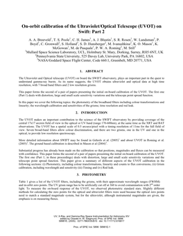 On-Orbit Calibration of the Ultraviolet/Optical Telescope (UVOT) on Swift: Part 2