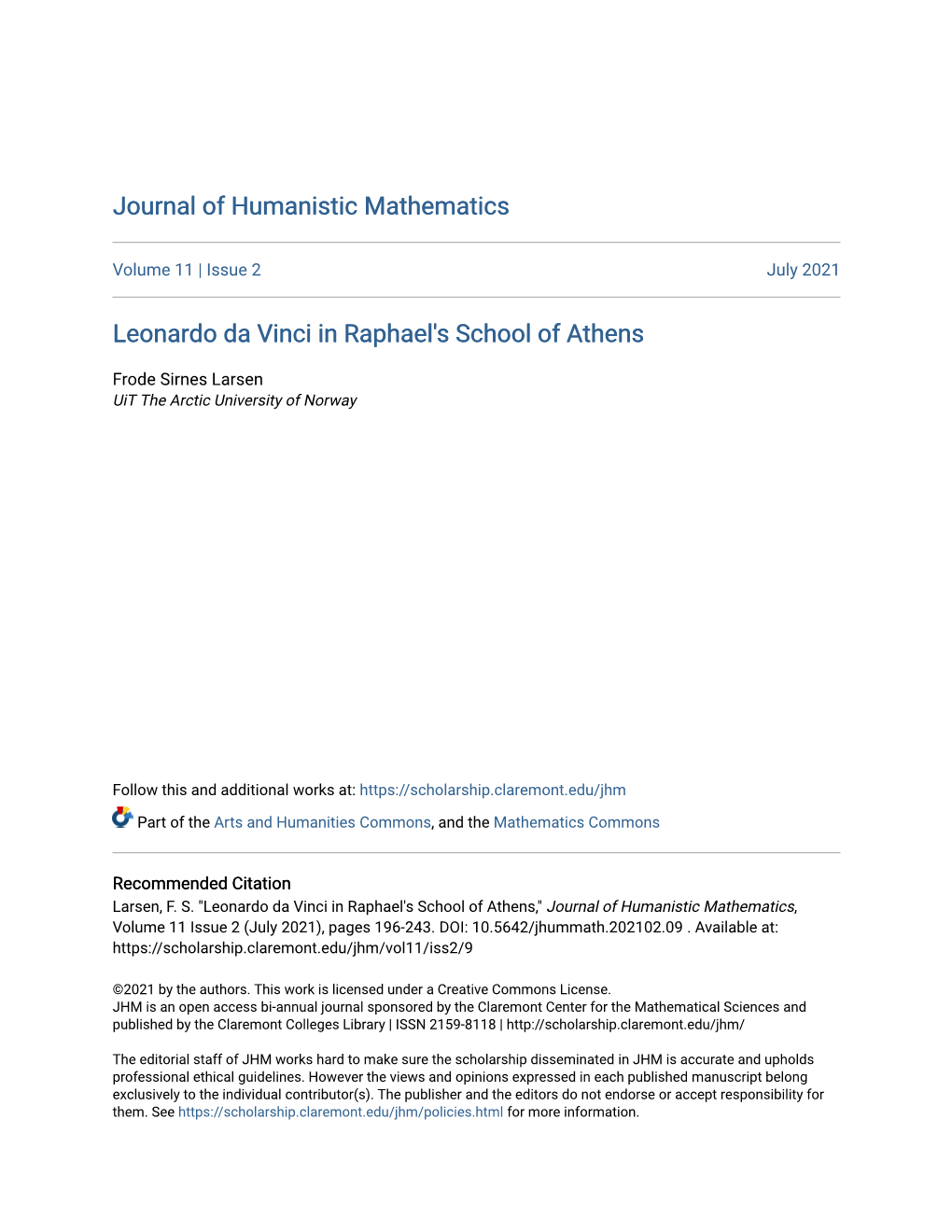 Leonardo Da Vinci in Raphael's School of Athens