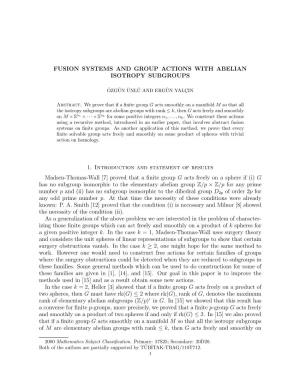 Fusion Systems and Group Actions with Abelian Isotropy Subgroups