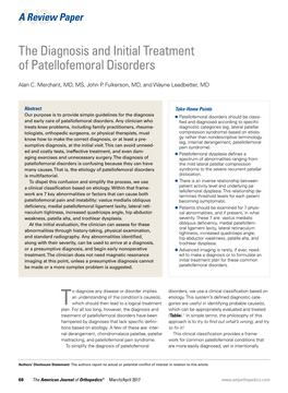 The Diagnosis and Initial Treatment of Patellofemoral Disorders