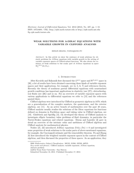 Weak Solutions for A-Dirac Equations with Variable Growth in Clifford Analysis