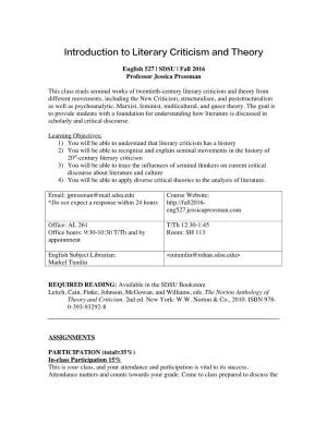 Introduction to Literary Criticism and Theory