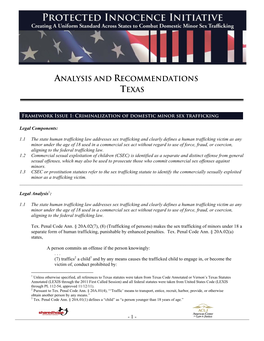 Analysis and Recommendations Texas
