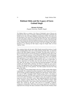 Dakhani Sikhs and the Legacy of Guru Gobind Singh