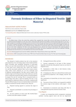 Forensic Evidence of Fiber in Disputed Textile Material