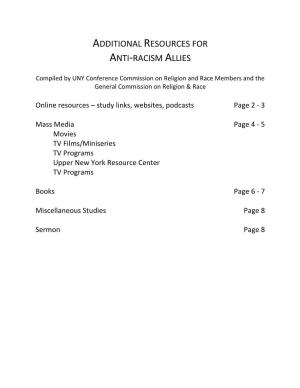 Additional Resources for Anti-Racism Allies
