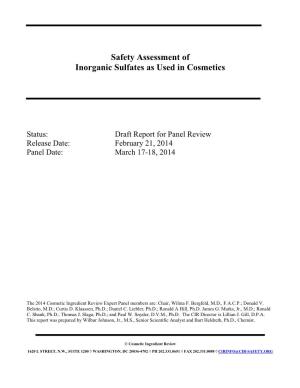 Safety Assessment of Inorganic Sulfates As Used in Cosmetics