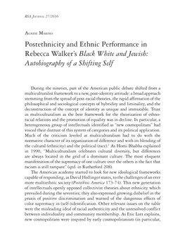 Postethnicity and Ethnic Performance in Rebecca Walker's Black